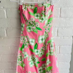 Lilly Pulitzer Green/Pink Strapless Dress